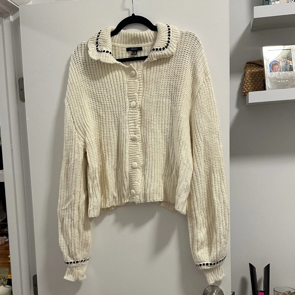 Forever21 Stitched-Trim Cardigan Sweater - Picture 2 of 13